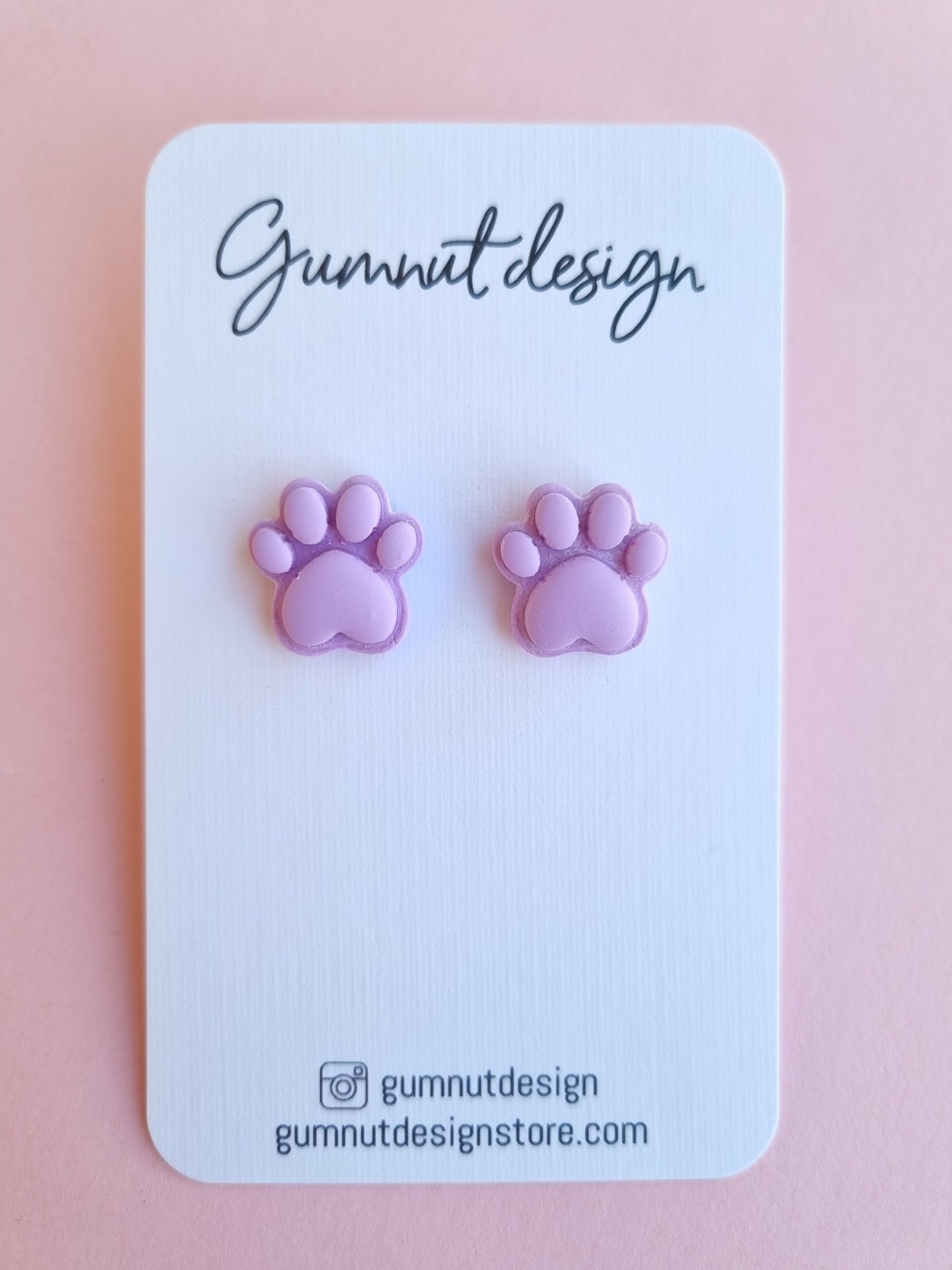 Lilac Paw Studs