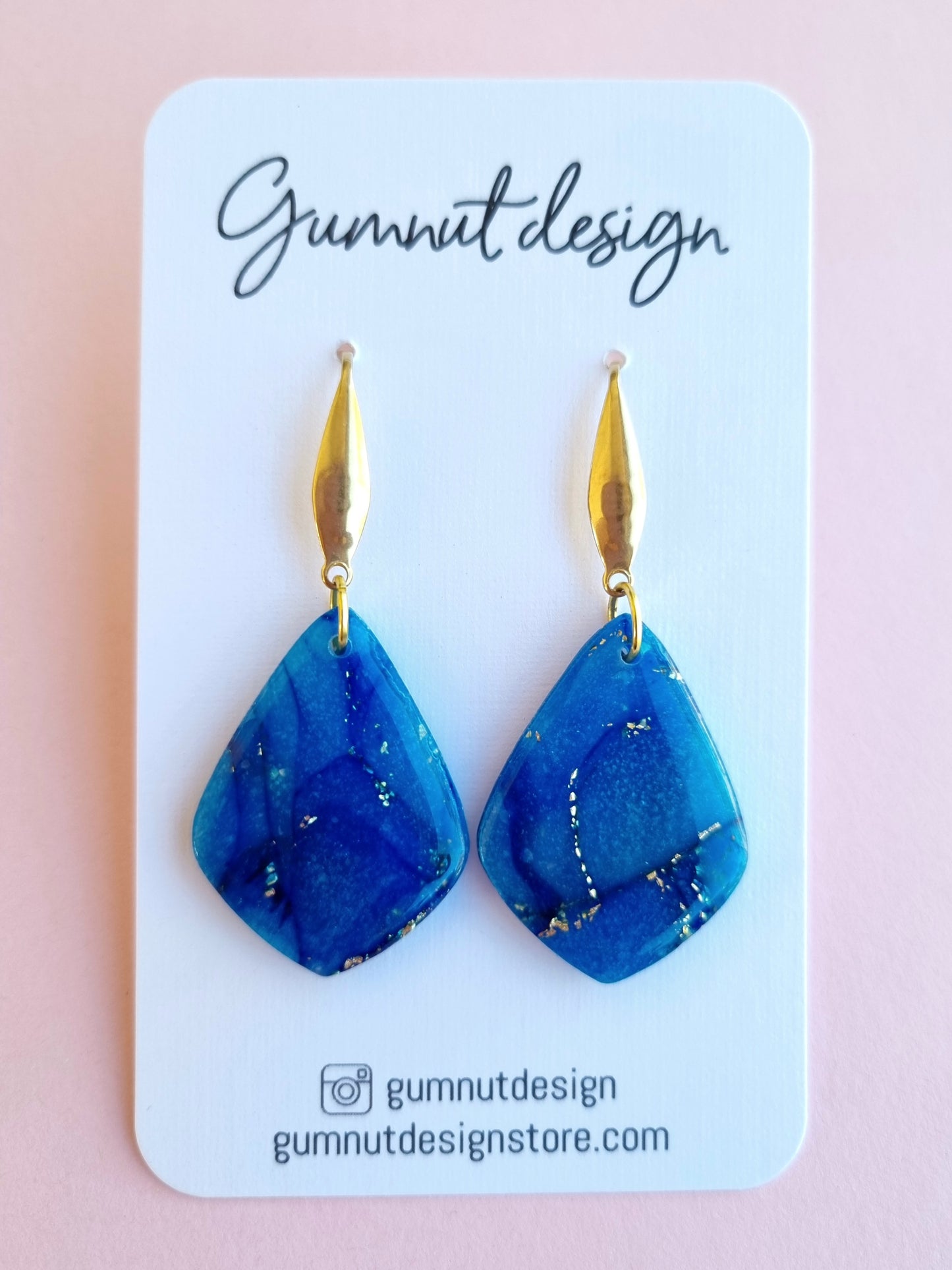 Sapphire Blue and Gold Foil Dangle #3