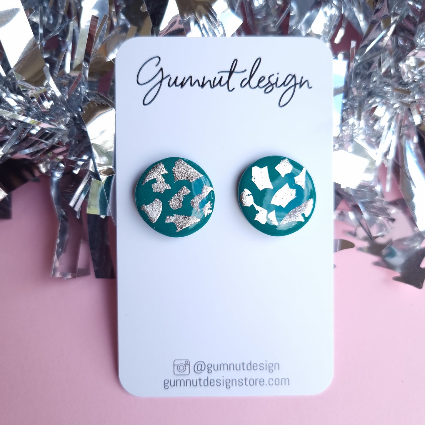 Statement Stud - Jade Green and Silver