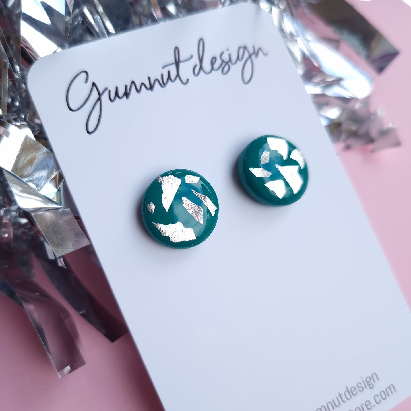 Statement Stud - Jade Green and Silver