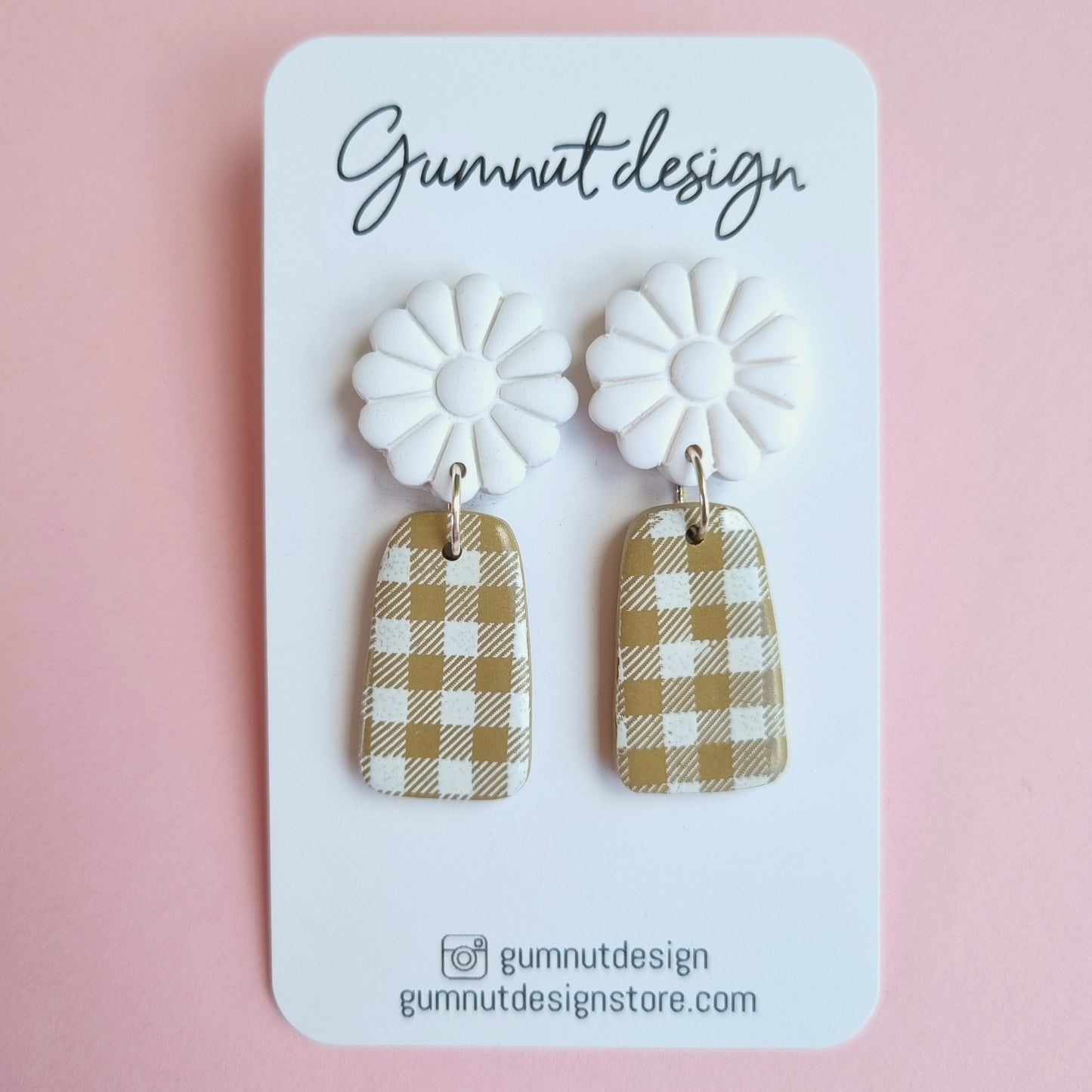 Gingham Dangle - Latte