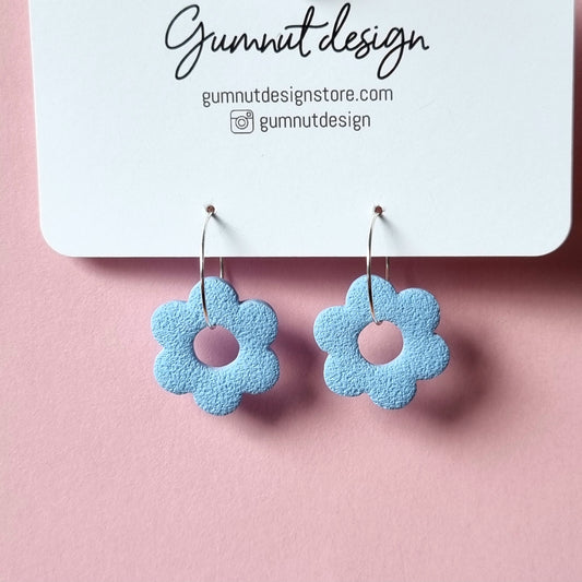 Blue Donut Flower Hoops