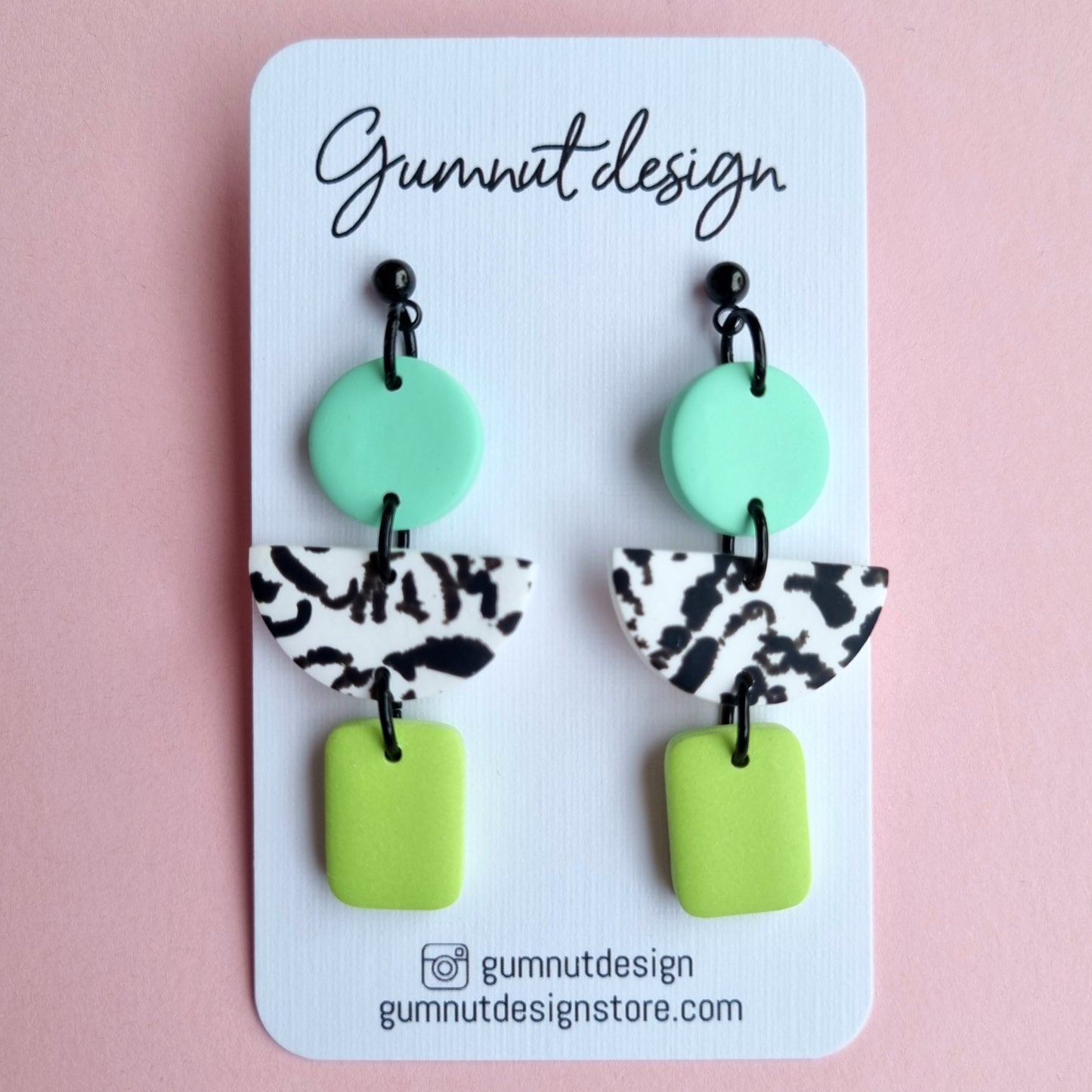 Mint Green and Pistachio Abstract Dangles