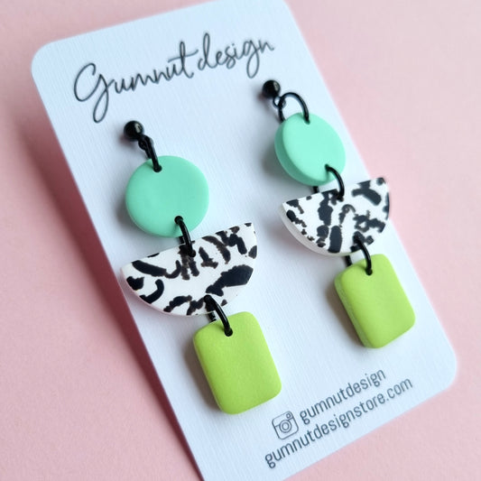 Mint Green and Pistachio Abstract Dangles