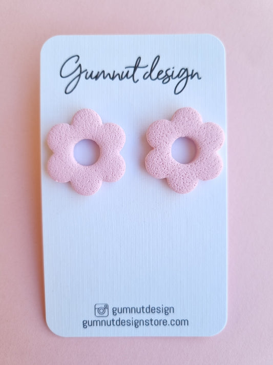 Pink Donut Flower Statement Stud
