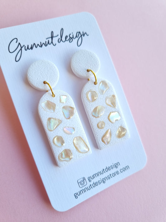 White Shell Chip Dangles
