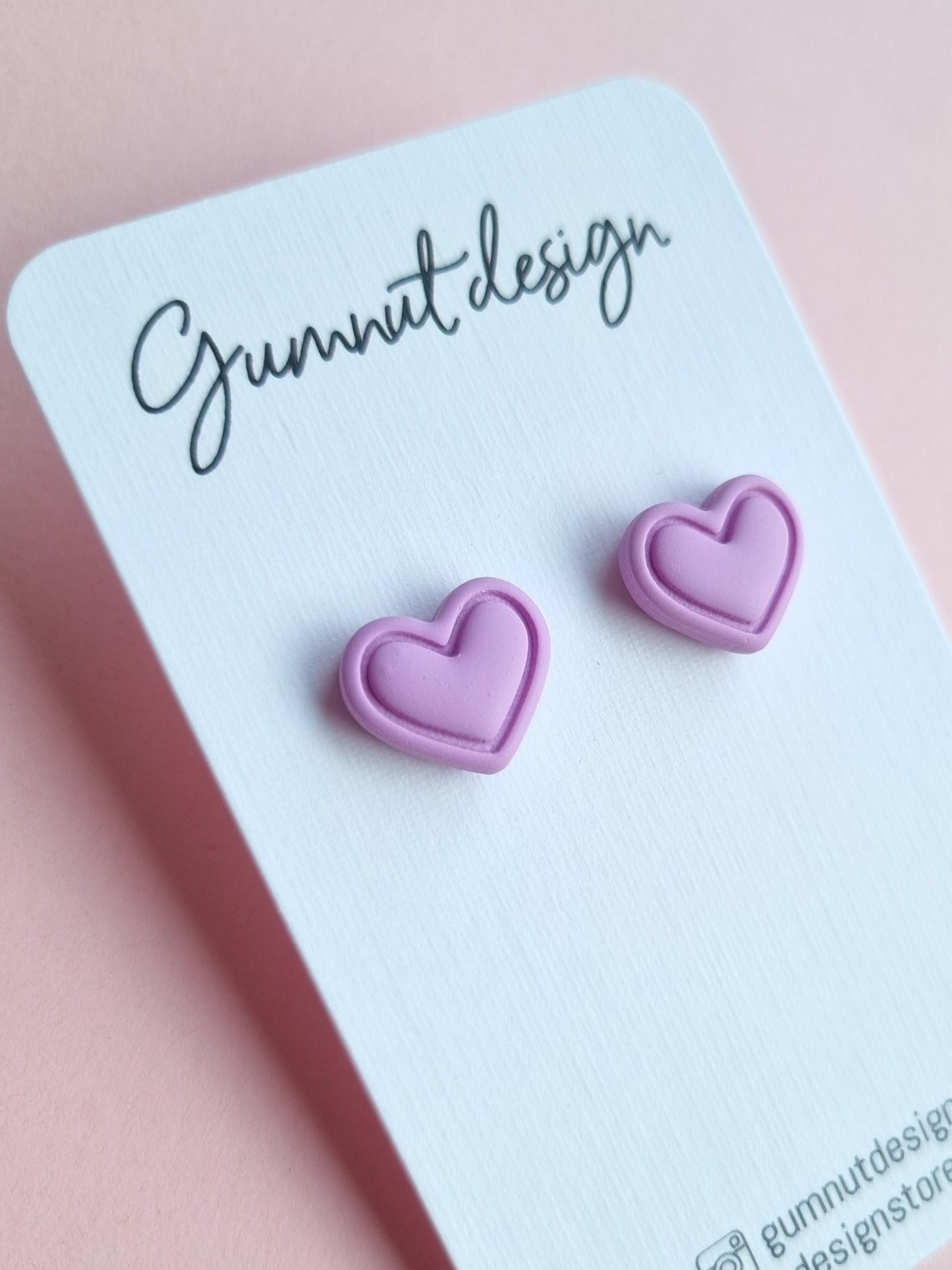 Lilac Heart Studs
