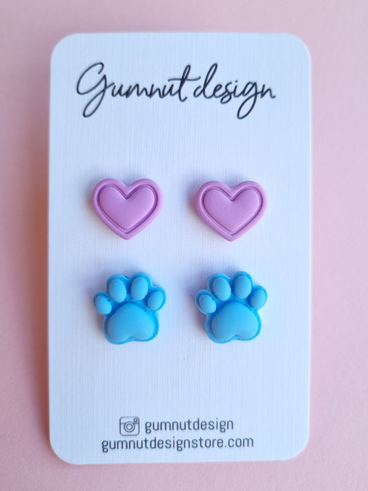 Blue Paws and Lilac Hearts