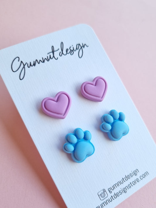 Blue Paws and Lilac Hearts