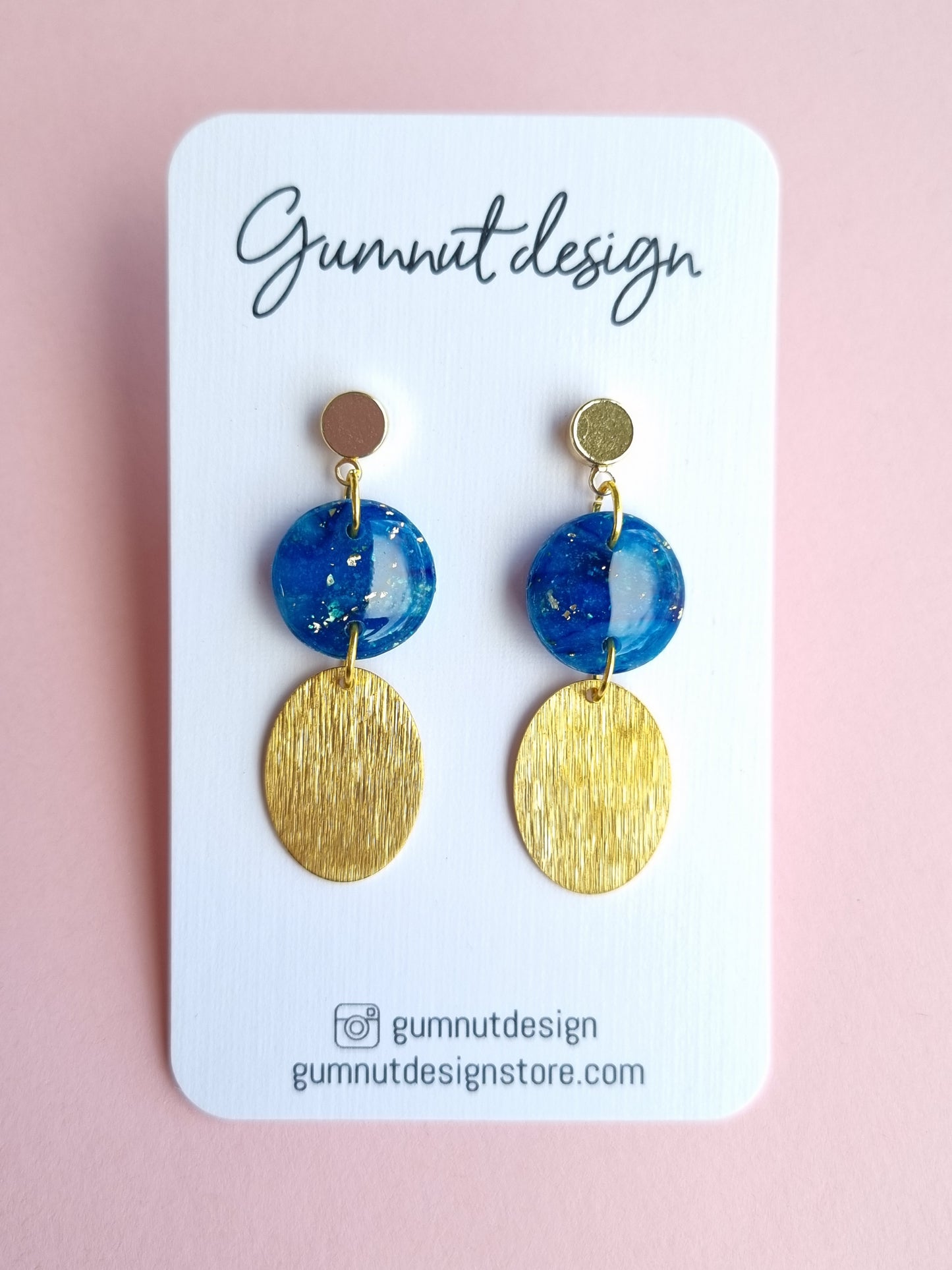 Sapphire Blue and Gold Foil Dangle #5