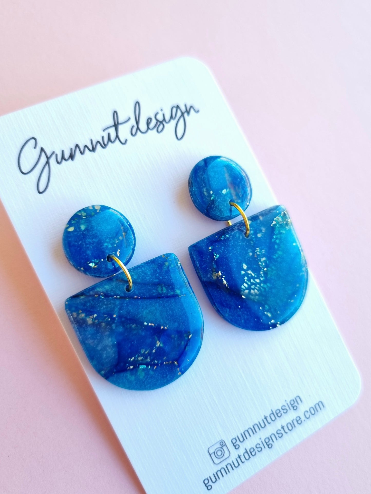 Sapphire Blue and Gold Foil Dangle #1