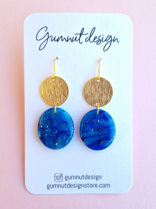 Sapphire Blue and Gold Foil Dangle #2