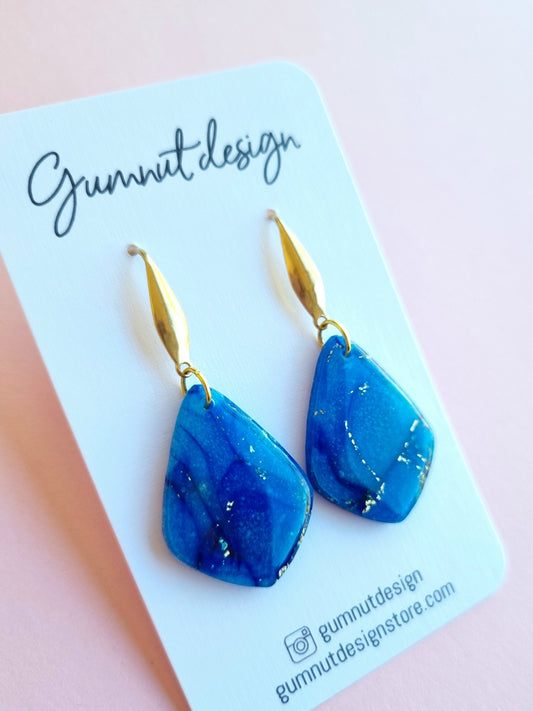 Sapphire Blue and Gold Foil Dangle #3
