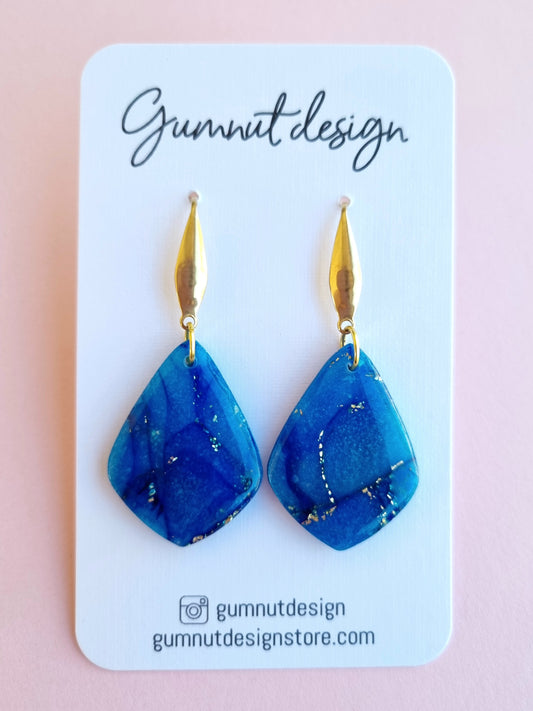 Sapphire Blue and Gold Foil Dangle #3