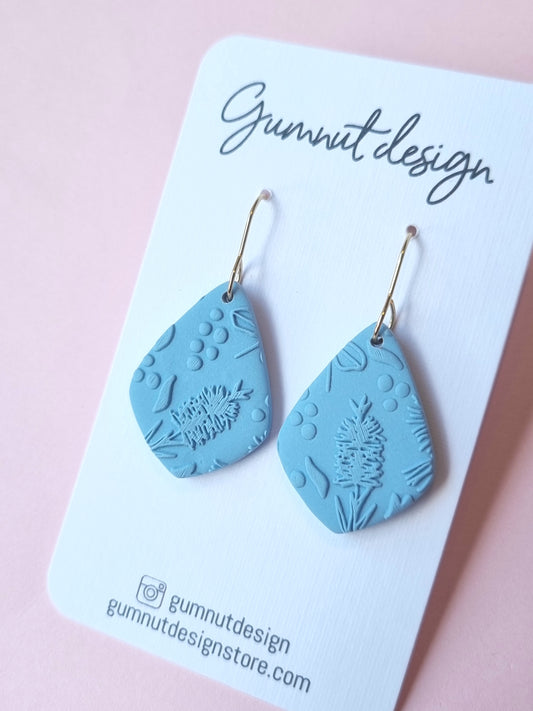 Light Blue Callistemon Dangle - Gold Hook