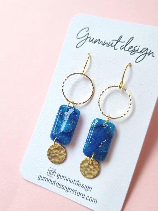 Sapphire Blue and Gold Foil Dangle #4
