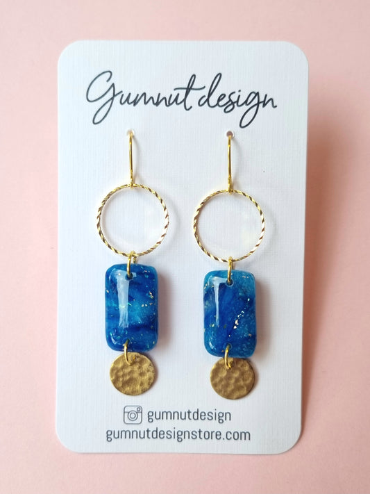 Sapphire Blue and Gold Foil Dangle #4
